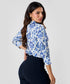Collar Band Attached Printed Three Quarter Sleeve Top